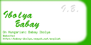ibolya babay business card